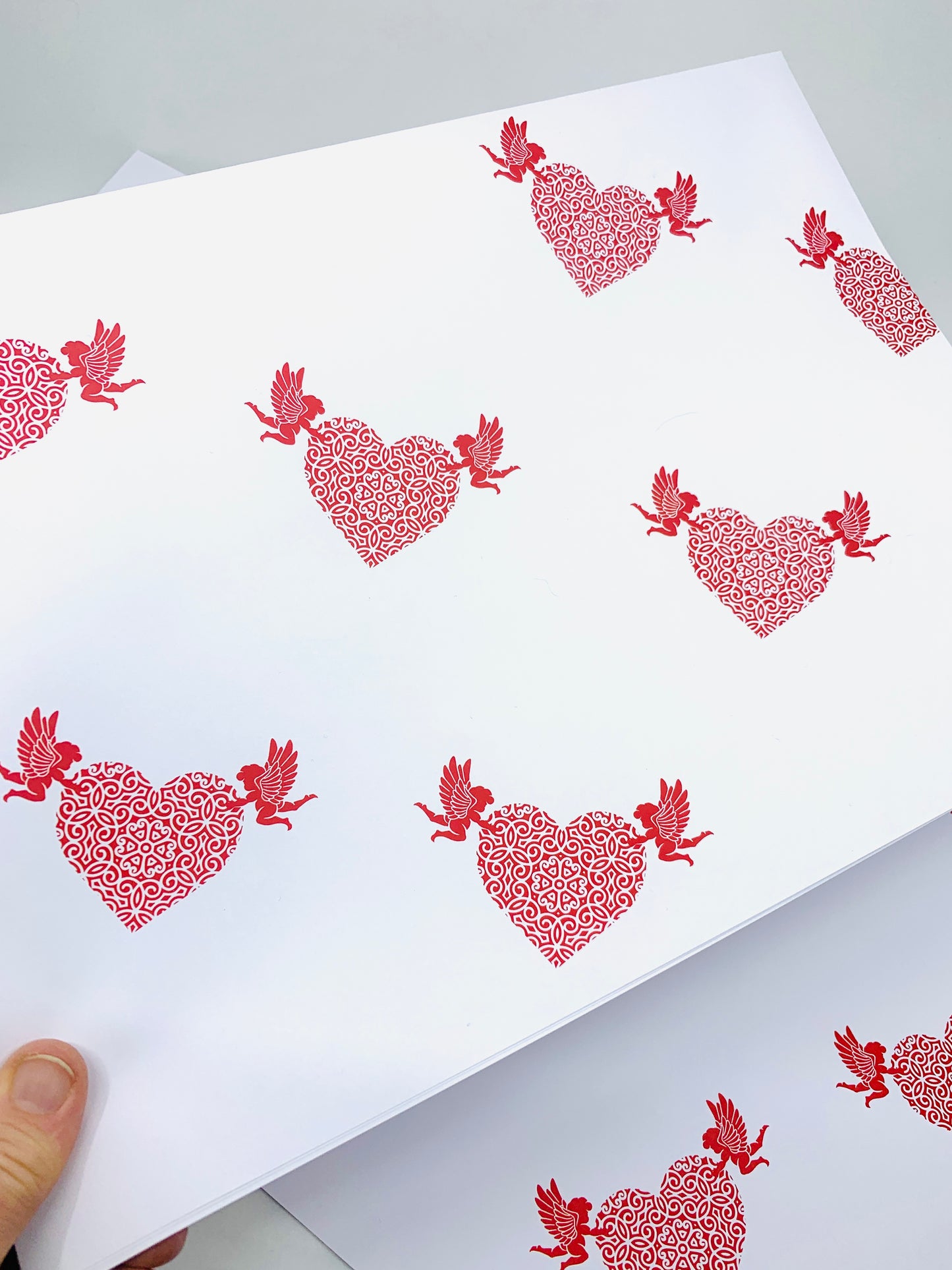 Hearts and Cupid Wrapping Paper with FREE GIFT TAG