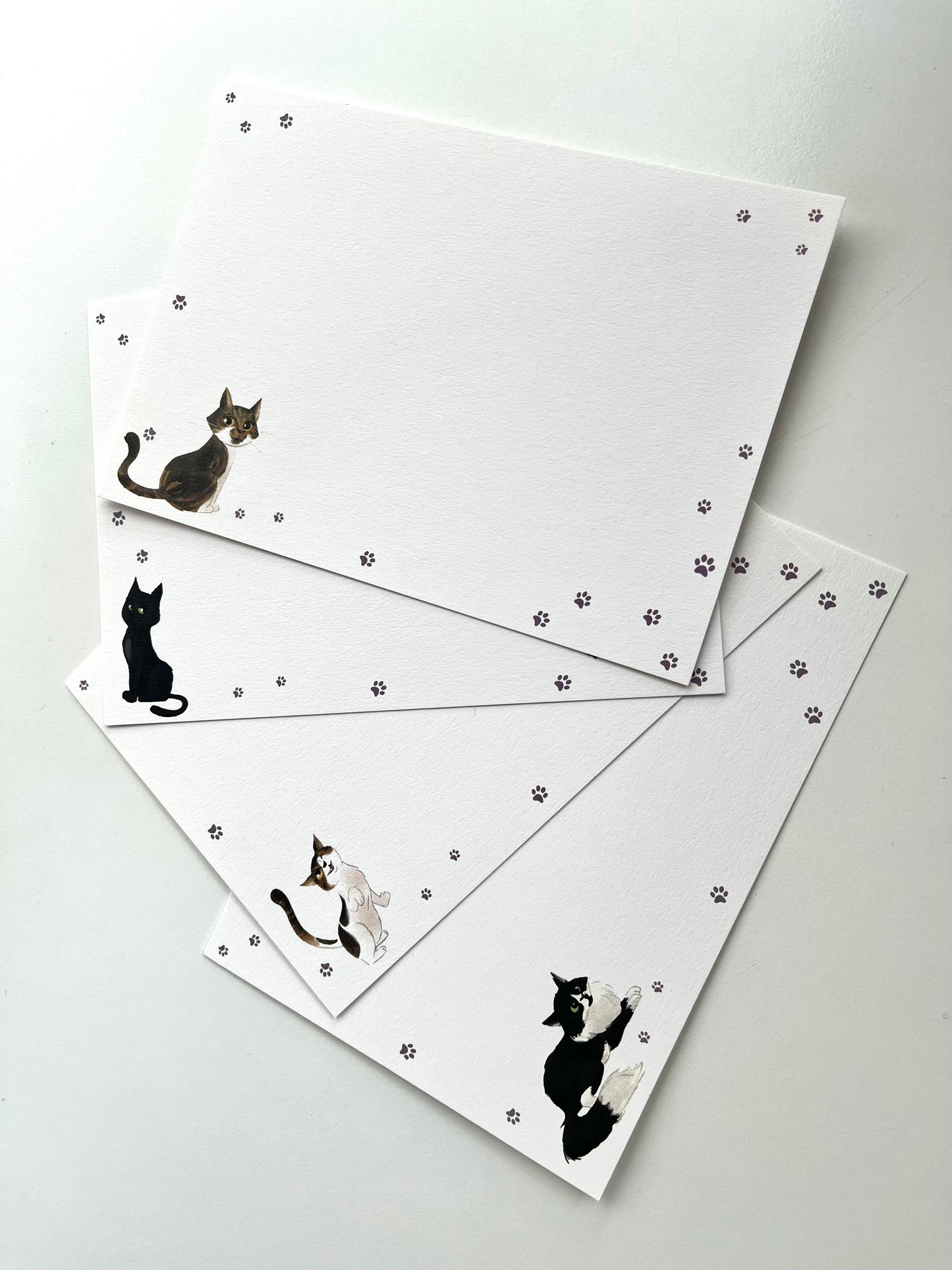 Cute Cat Paws and Cats Notecard Sets