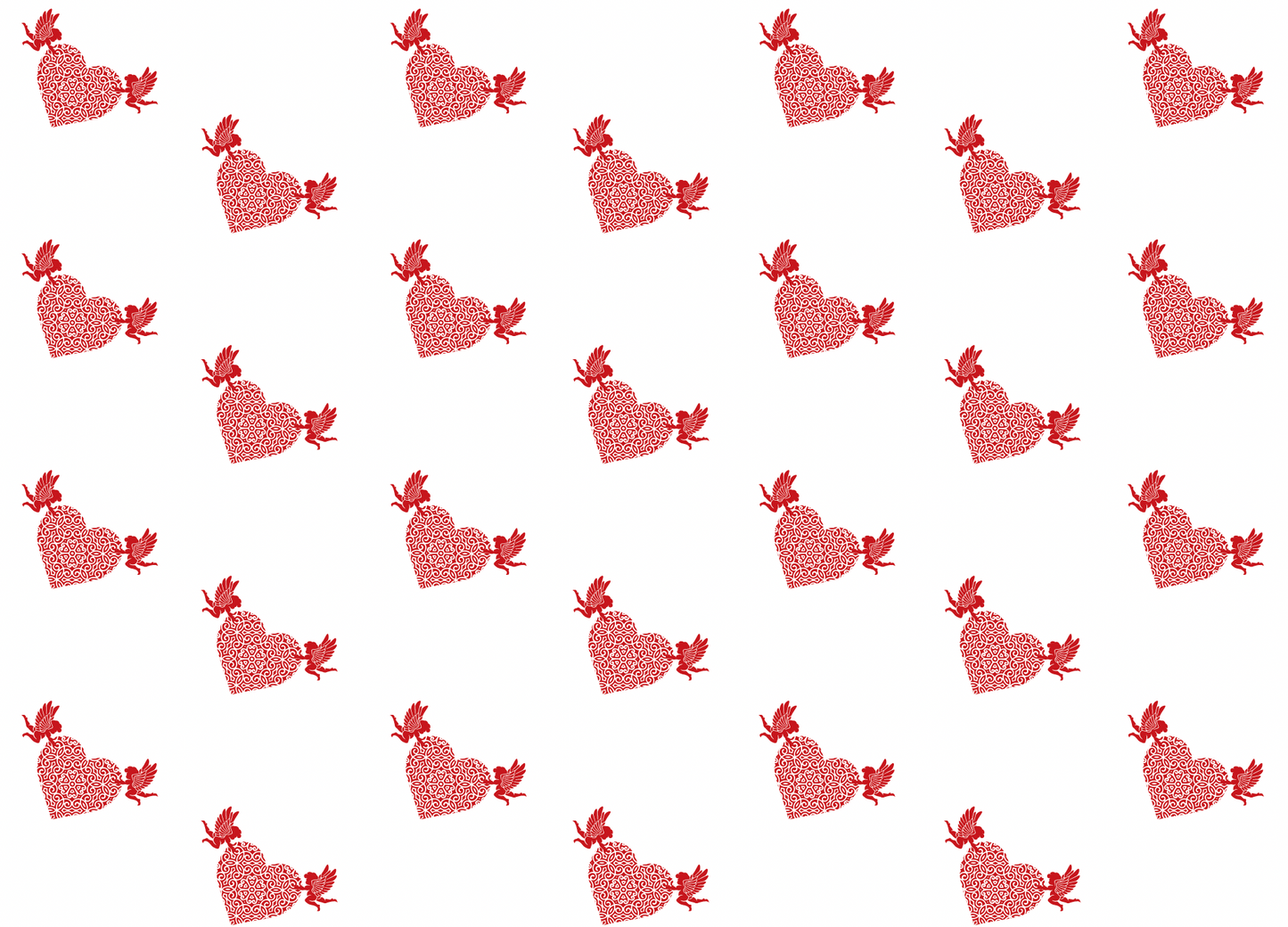 Hearts and Cupid Wrapping Paper with FREE GIFT TAG