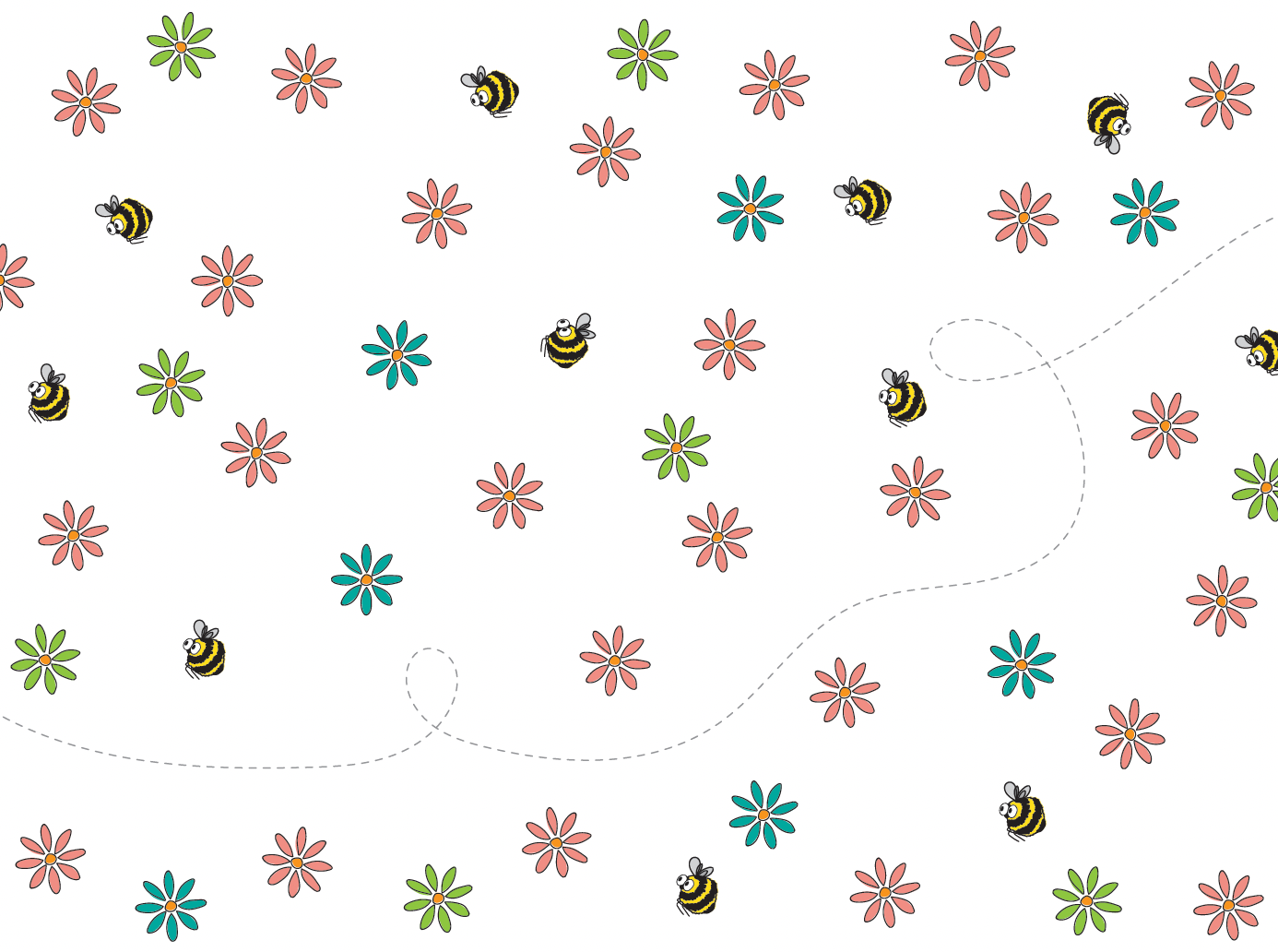 Cute Bumble Bee and Flower Wrapping Paper with FREE GIFT TAG