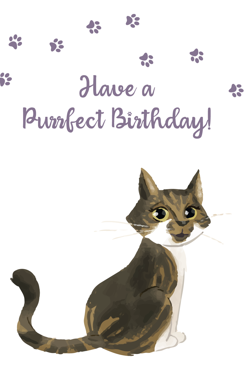 Cute Tabby Cat A6 Birthday Card - Isla