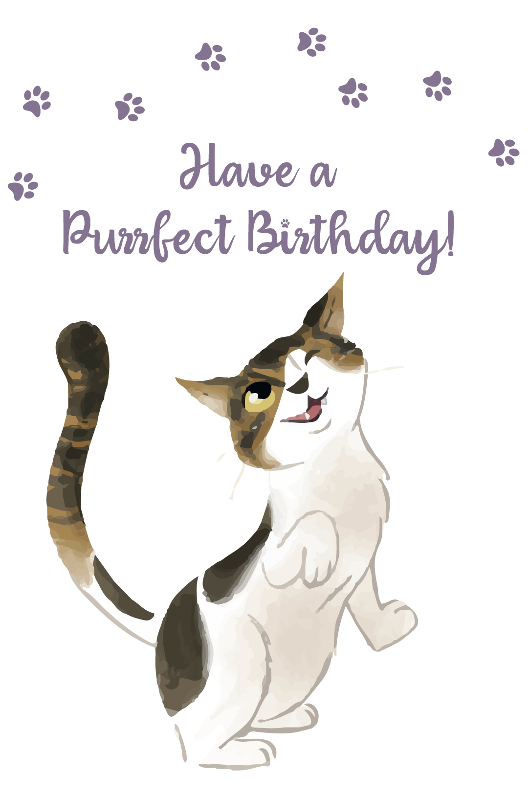 Cute Cat A6 Birthday Card with White Peel and Stick Envelope - FERGUS