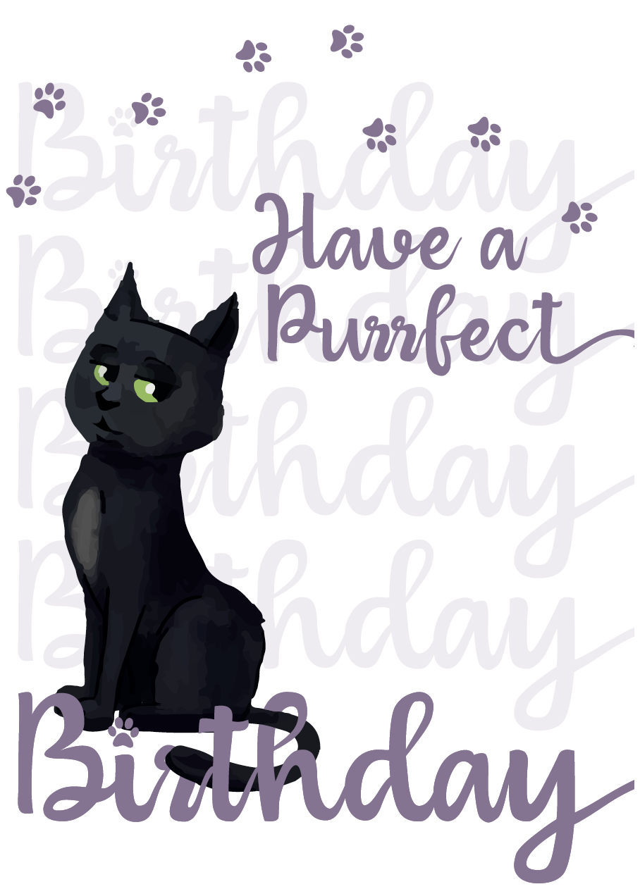 Cute Cat Birthday Card - POPPY with Have a Purrfect Birthday