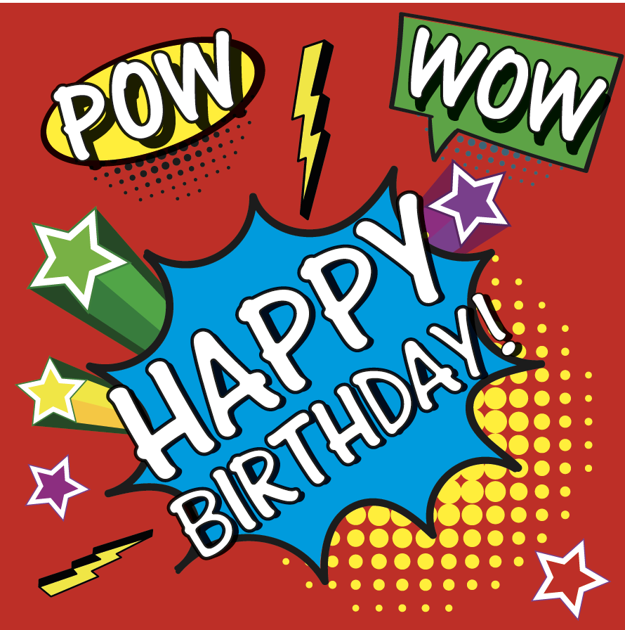 Red Pop Art Birthday Card