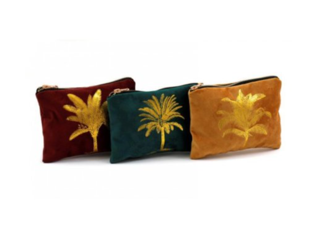 Gold Tropical Palm  Makeup Bag