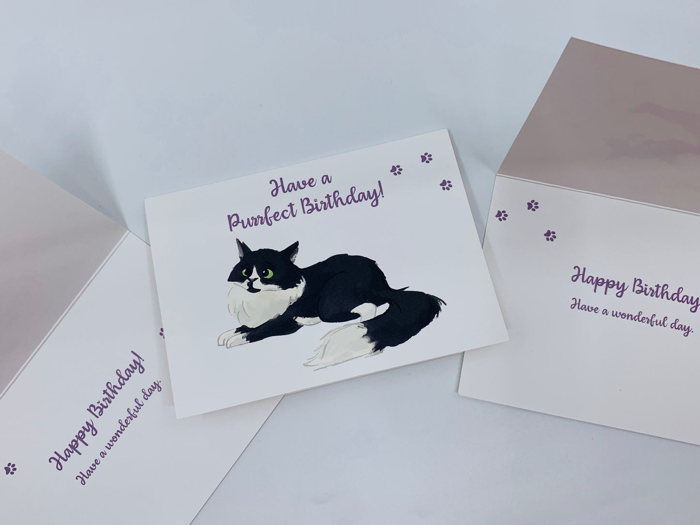 Fluffy Cat A6 Birthday Card with Peel and Stick Envelope - LEO