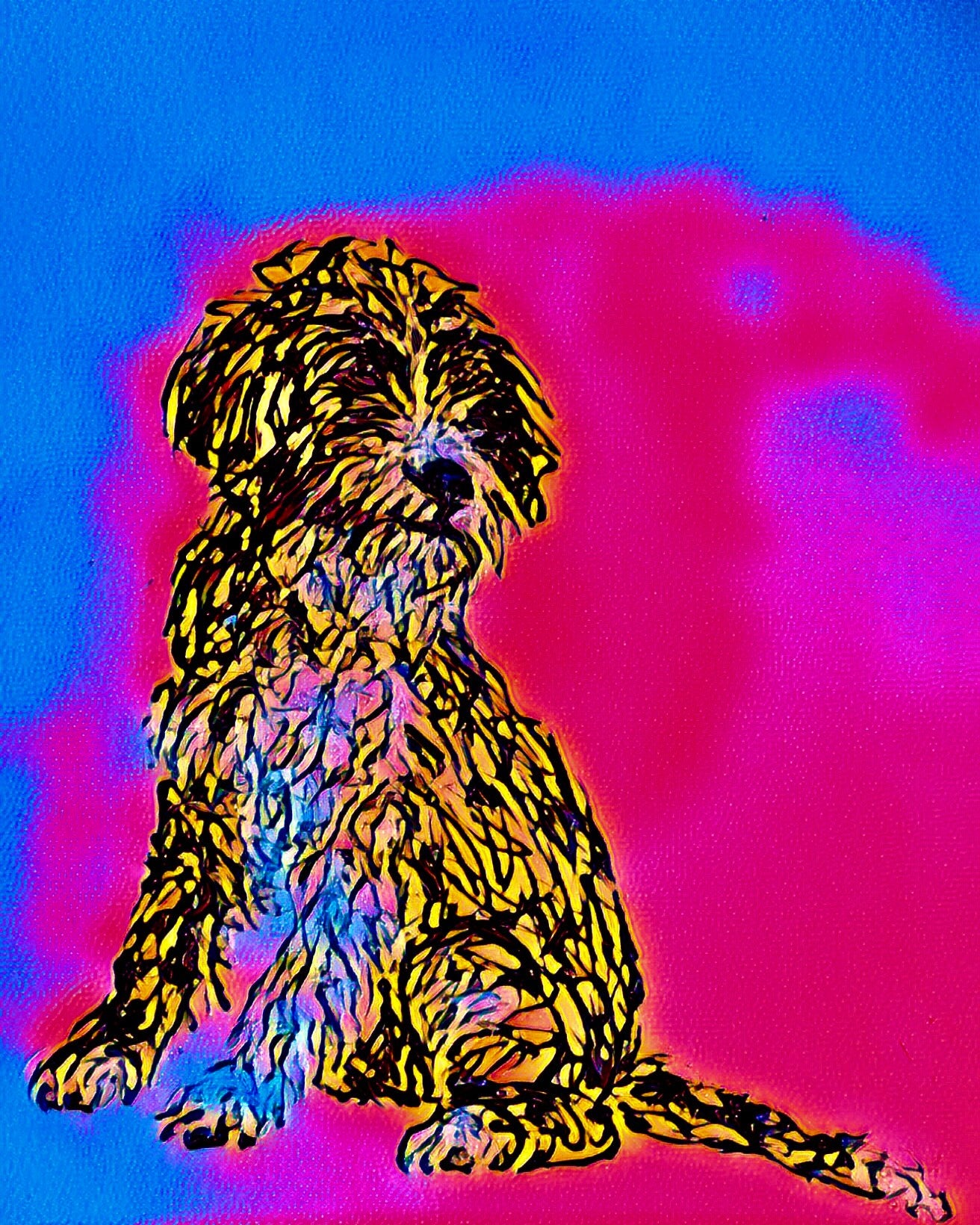 Dog Greetings Card A6 Hot Pink Lucy