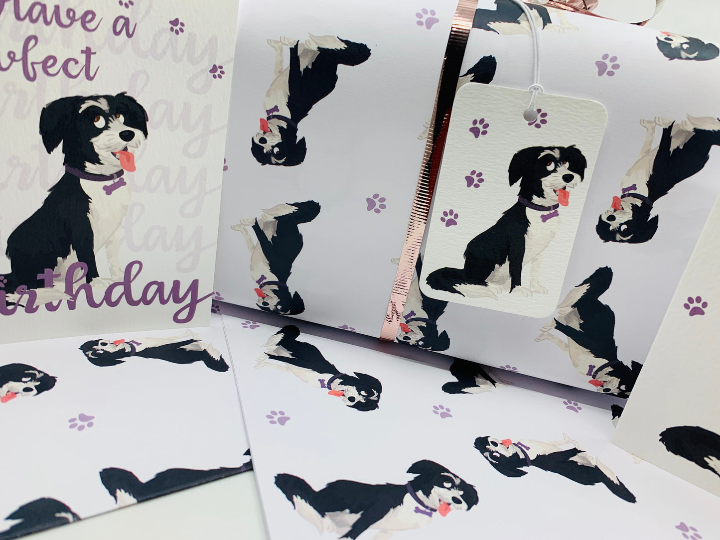 Cute Dog Gift Wrap with TWO FREE GIFT TAGS