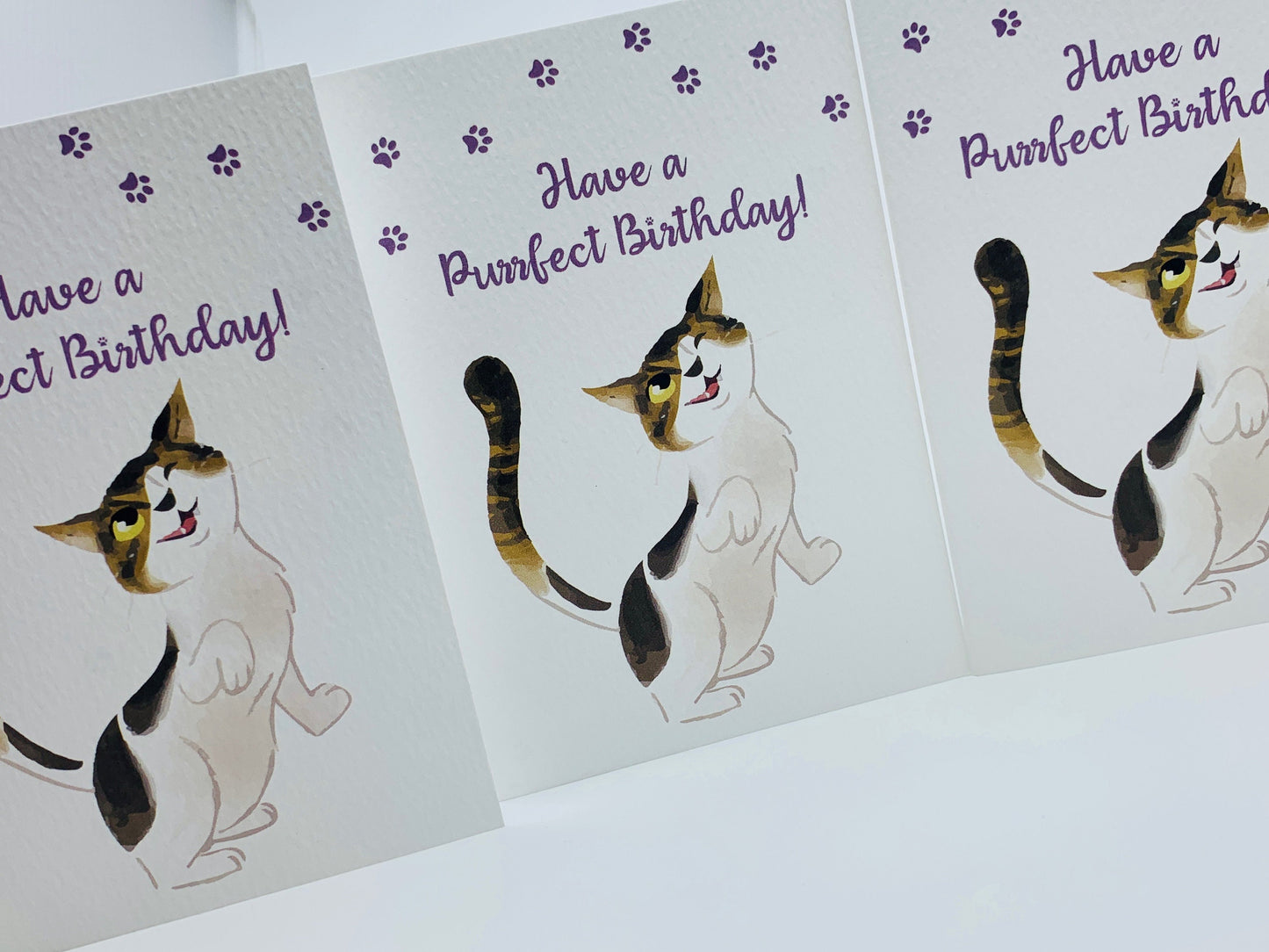 Cute Cat A6 Birthday Card with White Peel and Stick Envelope - FERGUS