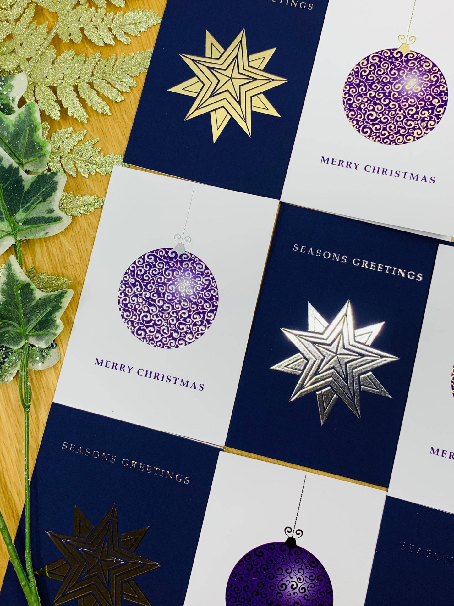 Luxury Christmas Cards Pack with Gold and Silver Foil