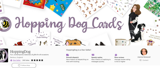 Hopping Dog Cards is a 5 Star Seller on Etsy!