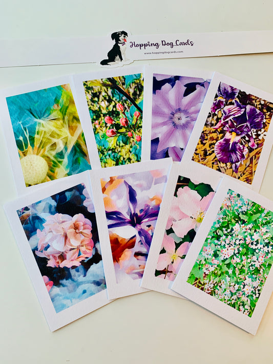 Set of 8 Individual Floral Notecards