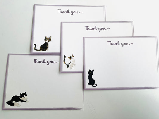 Cute Cat Lined Notecard Sets Thank you