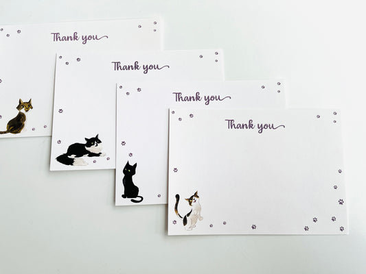 Cute Cat Paws and Cats Notecard Sets Thank you