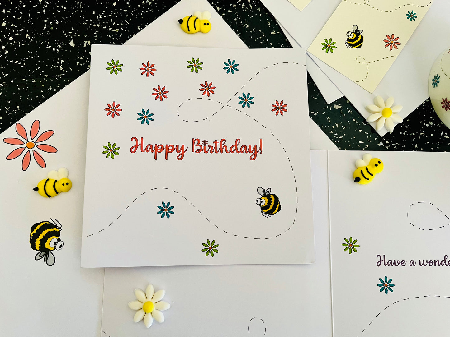 Cute Bumble Bee and Flower Wrapping Paper with FREE GIFT TAG