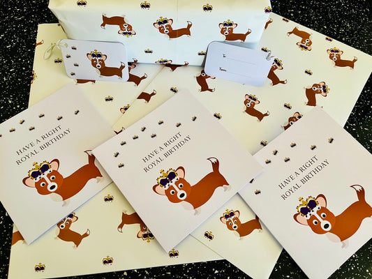 Corgi Birthday Card and Wrapping Paper