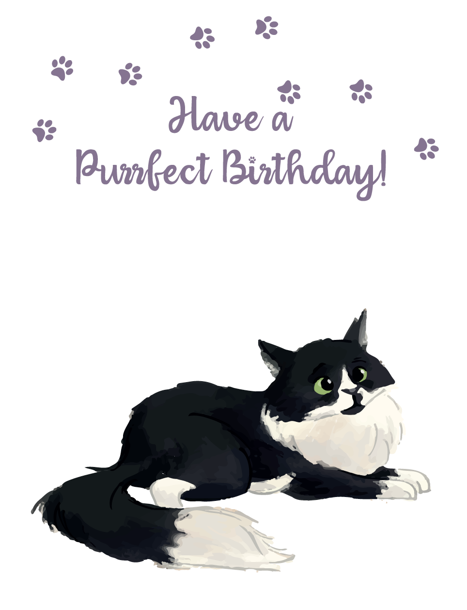 Cute Fluffy Cat BIRTHDAY CARD