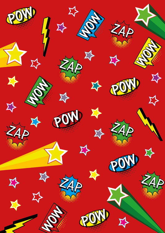 Red Pop Art Wrapping Paper and Tags
