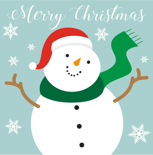 Happy Snowman and Stars Christmas Cards