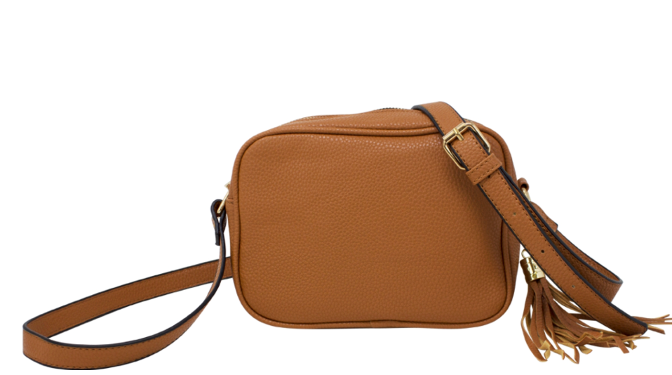 Lucy Crossbody Bag with Tassel TAN Hopping Dog Cards
