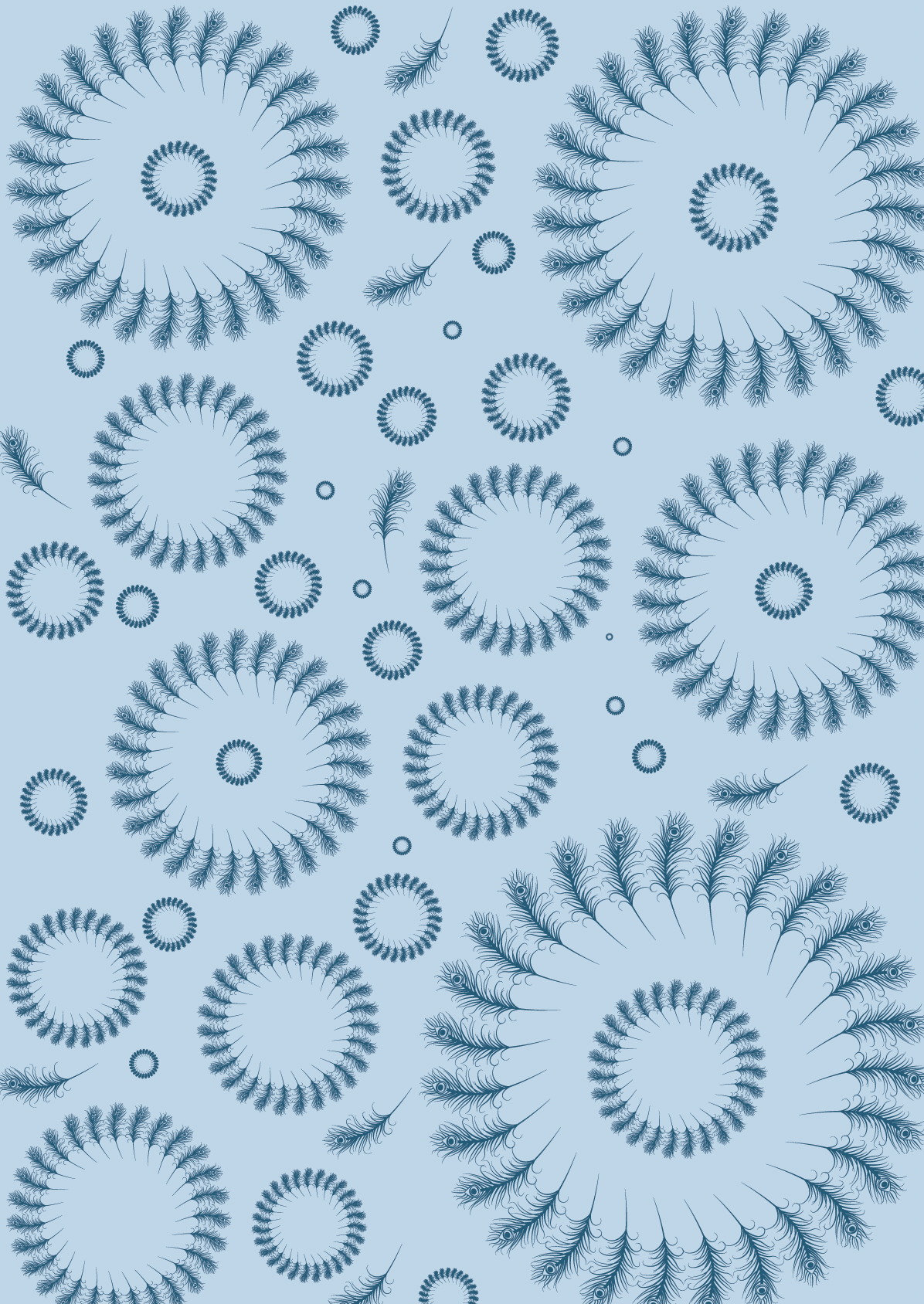 Feathers Blue Wrapping Paper with TWO FREE GIFT TAGS
