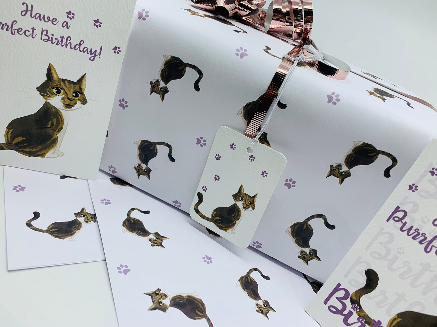 Cute Cats Wrapping Paper, ISLA with TWO FREE GIFT TAGS
