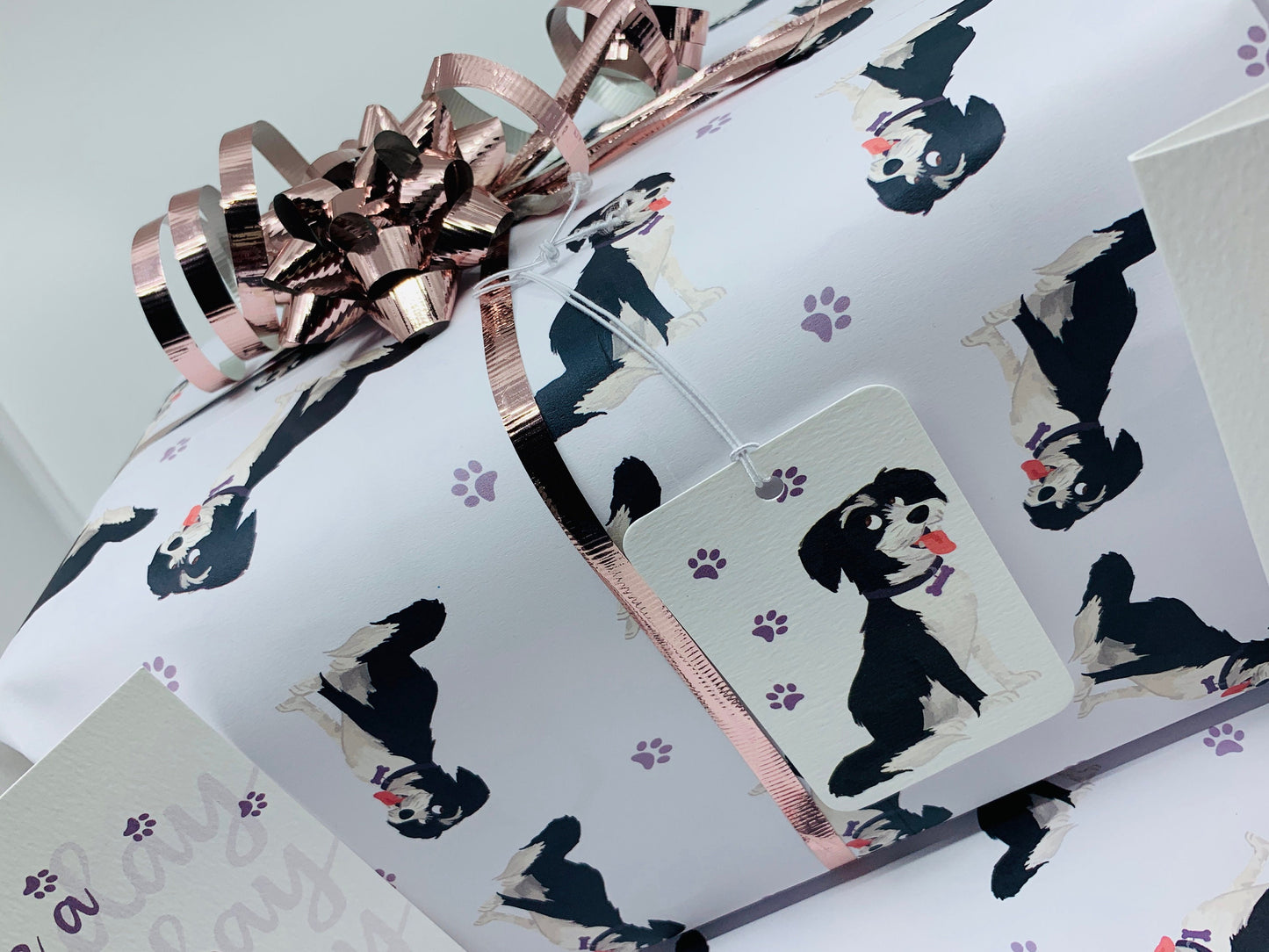 Cute Dog Gift Wrap with TWO FREE GIFT TAGS