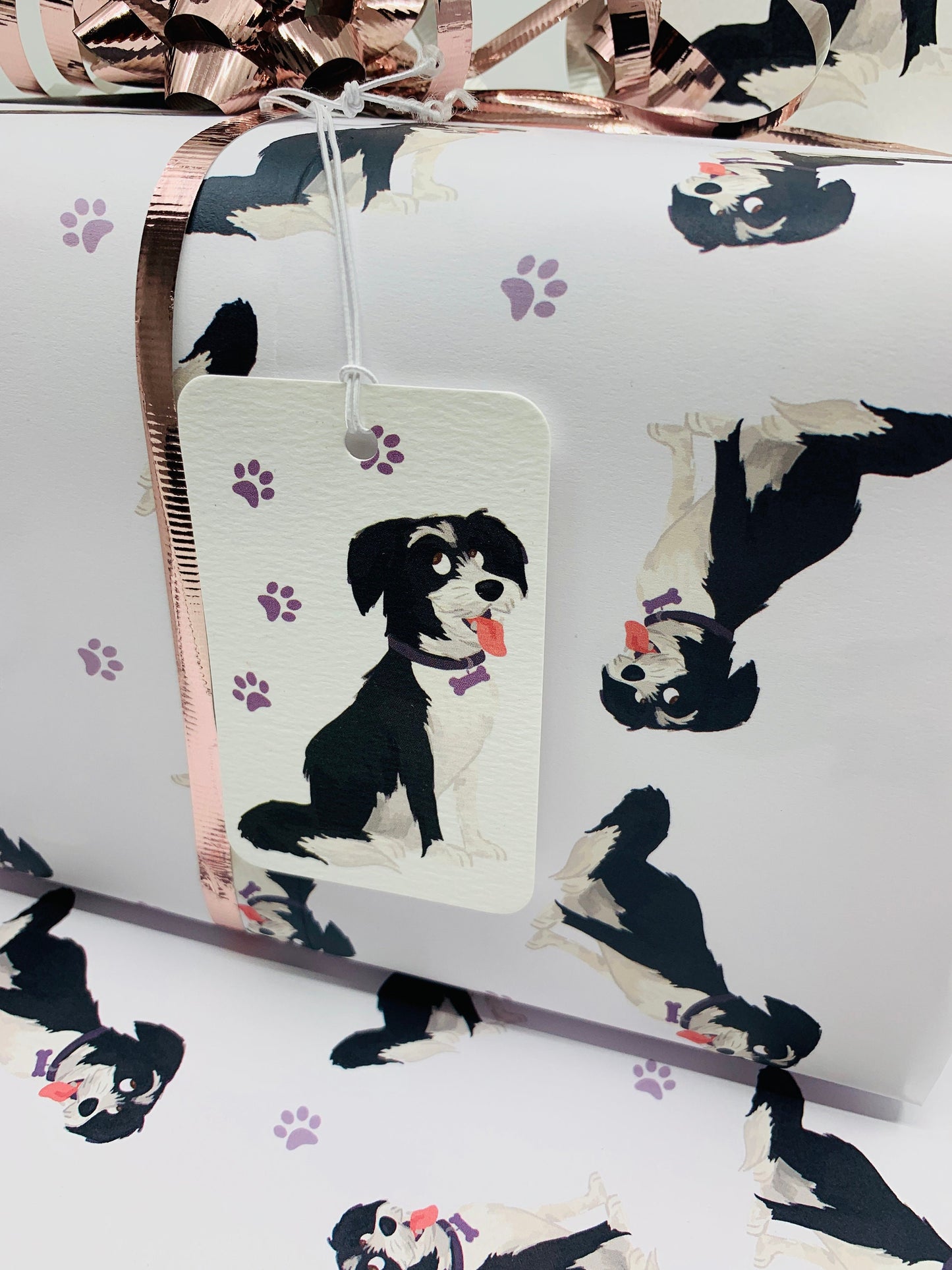 Cute Dog Gift Wrap with TWO FREE GIFT TAGS