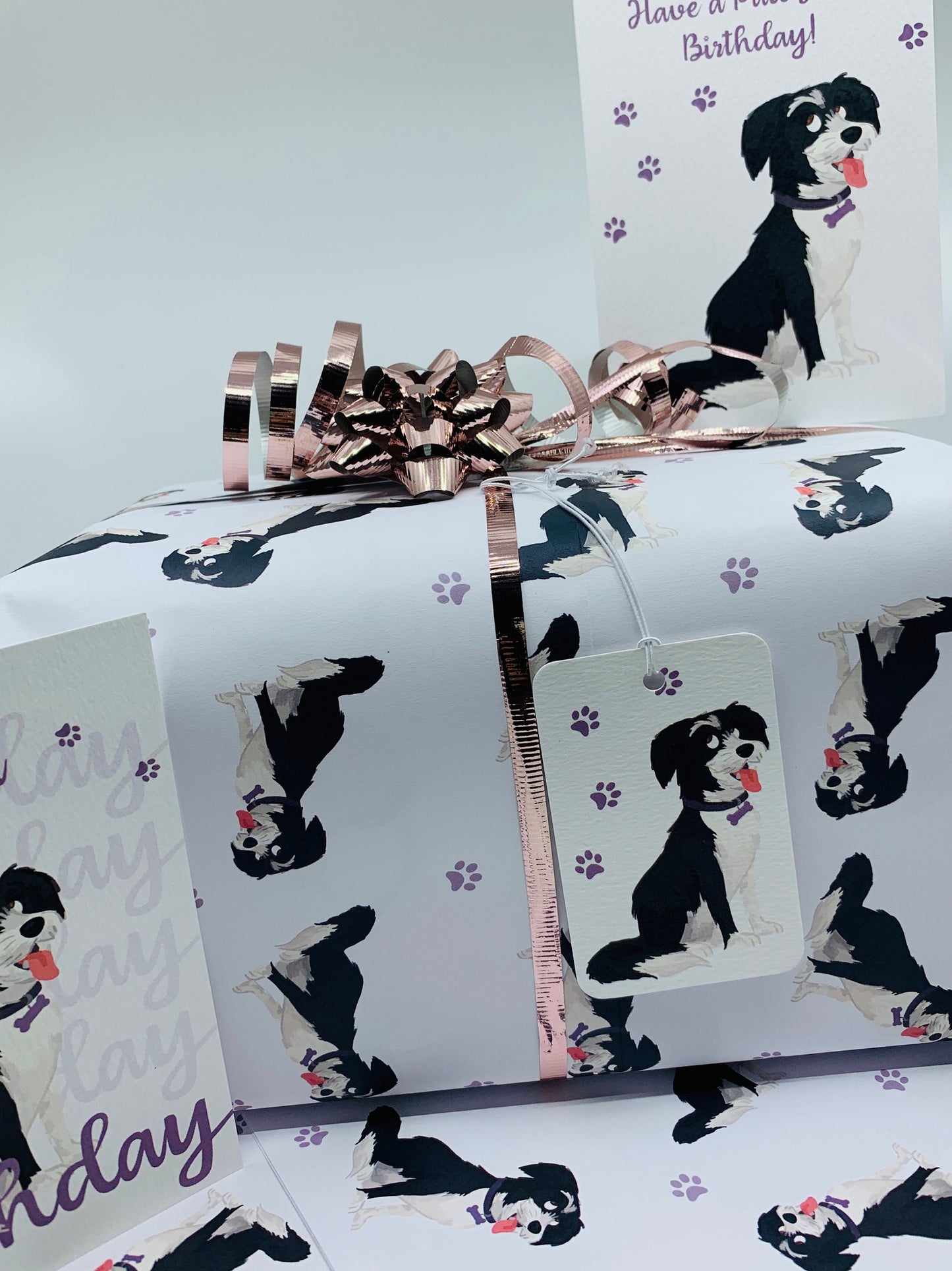 Cute Dog Gift Wrap with TWO FREE GIFT TAGS