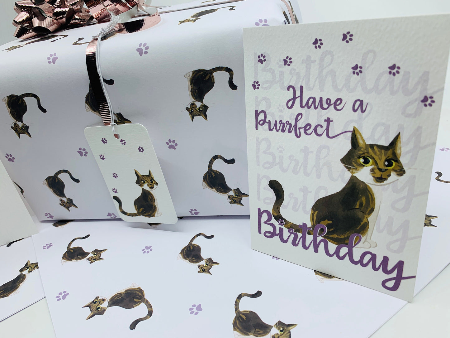 Cute Tabby Cat A6 Birthday Card  Have a PURRFECT Birthday ISLA