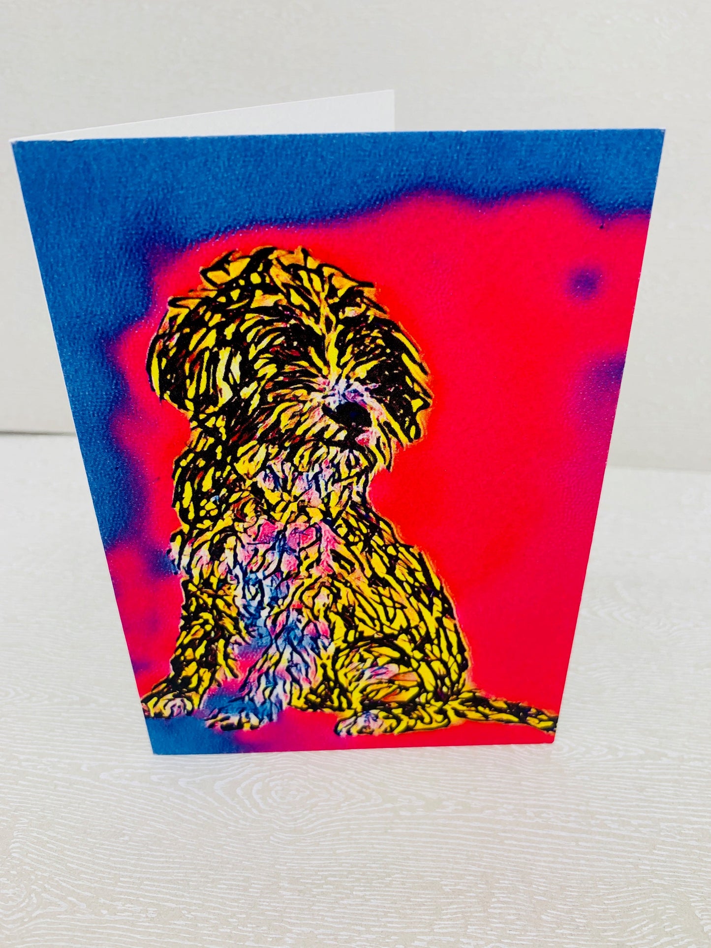 Dog Greetings Card A6 Hot Pink Lucy