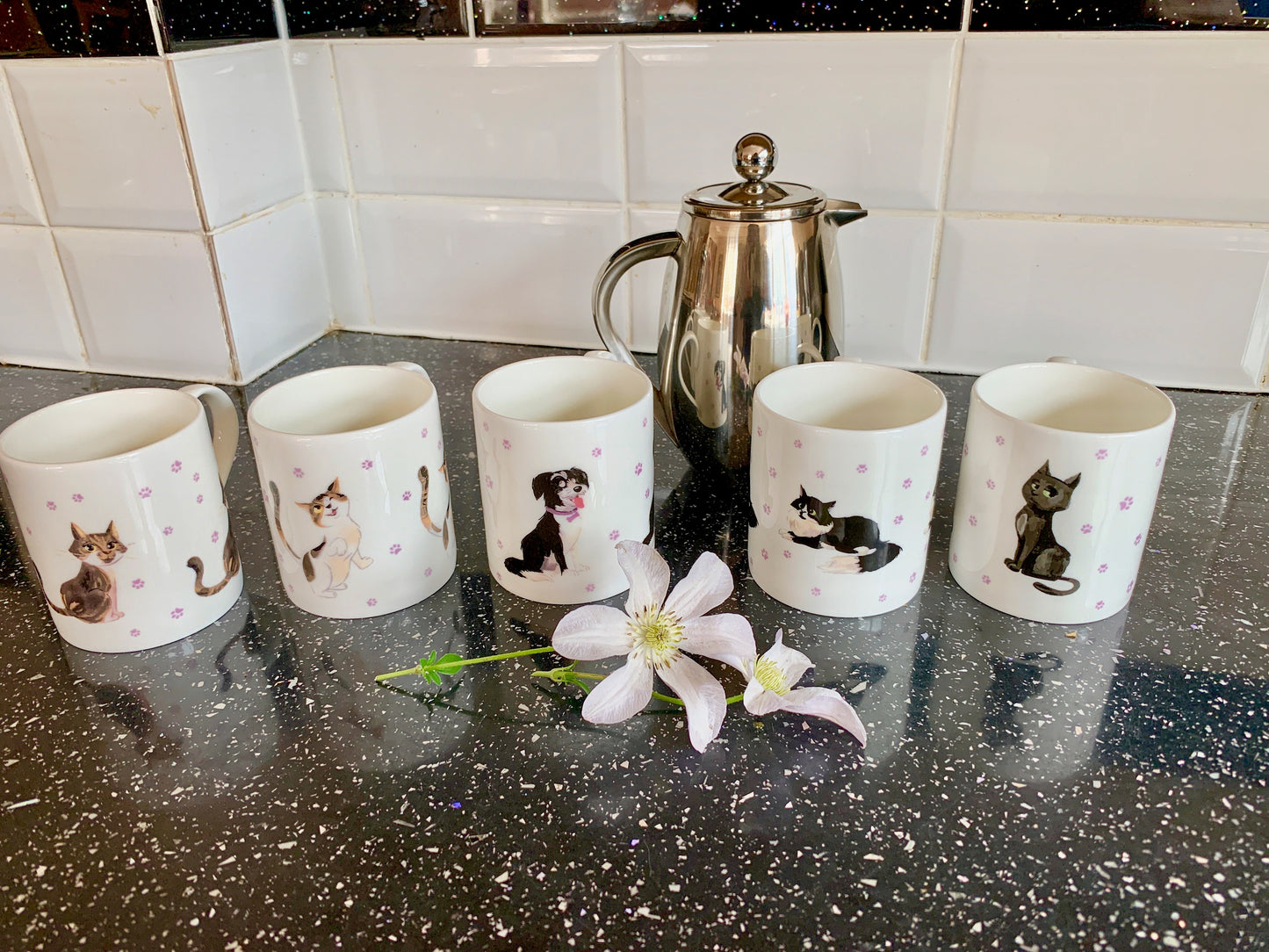 Cute Black Cat POPPY All BRITISH Bone China Mug.