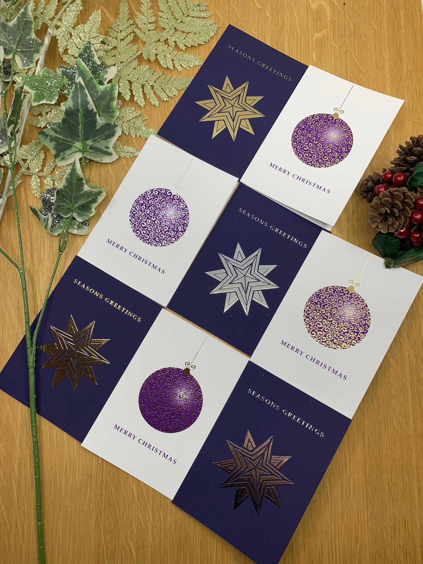 Luxury Christmas Cards Pack of 8 with Envelopes Gold and Silver Foil